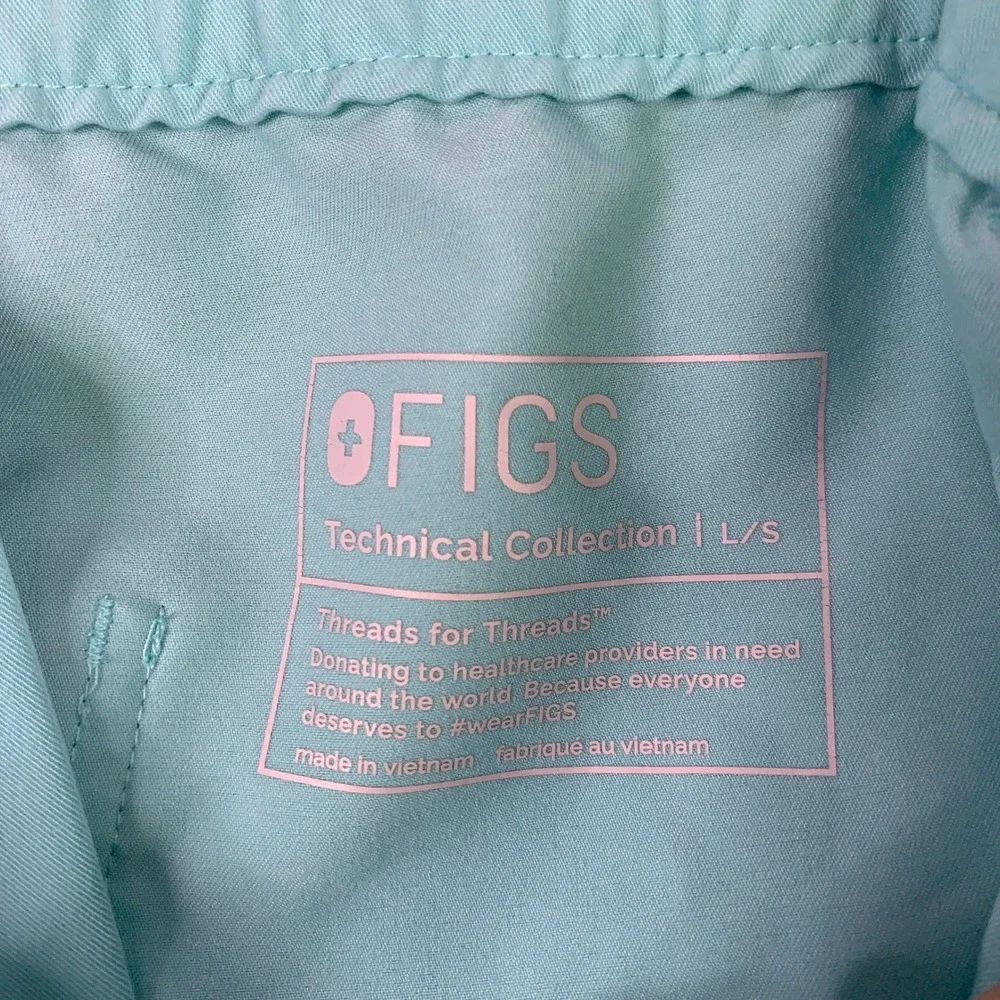 FIGS Scrub Set Men's Large L Leon Top & Cairo Pants Teal V-Neck Cargo Uniform